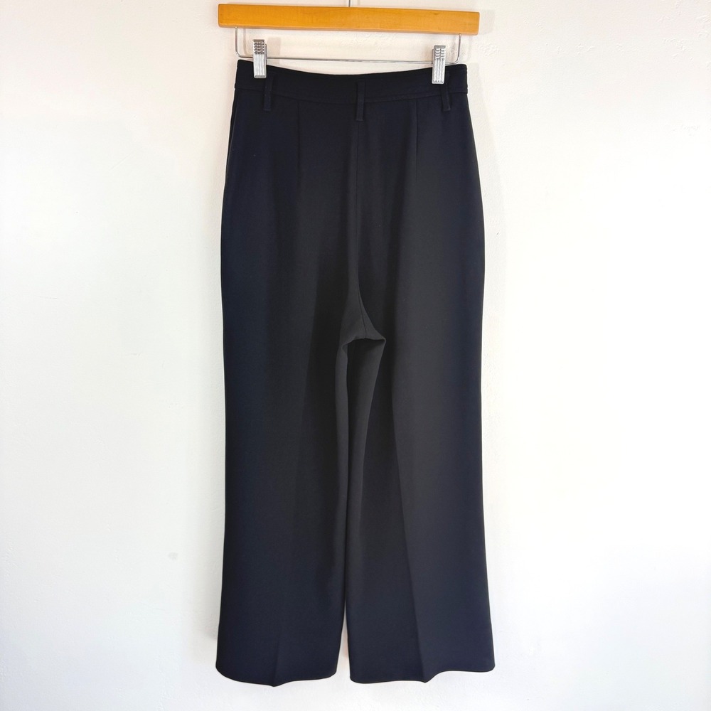 Babaton Aritzia Black Pleated Wide Leg Trousers Pants Sz 0  High Rise Minimalist - Picture 7 of 15